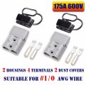 Mr Brighton Led 175a 6v Battery Quick Connect Anderson Compatible 2 Pole Power Connector Plug Gray W Terminals For 0 Awg Wire