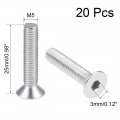 Uxcell M5x25mm Flat Head Machine Screws Inner Hex Screw 304 Stainless Steel Fasteners Bolts 20pcs