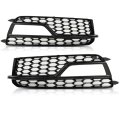 Front Bumper Fog Light Grilles Cover Trim Pair Honeycomb Black For Audi A5 S-line S5 2013-2017 Only Fits Not Standard Bumpers 