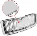 Kuafu Front Bumper Grill Compatible With 2007-2013 Gmc Sierra 1500 New Body Style Models Hood Mesh Grille Plastic Chrome
