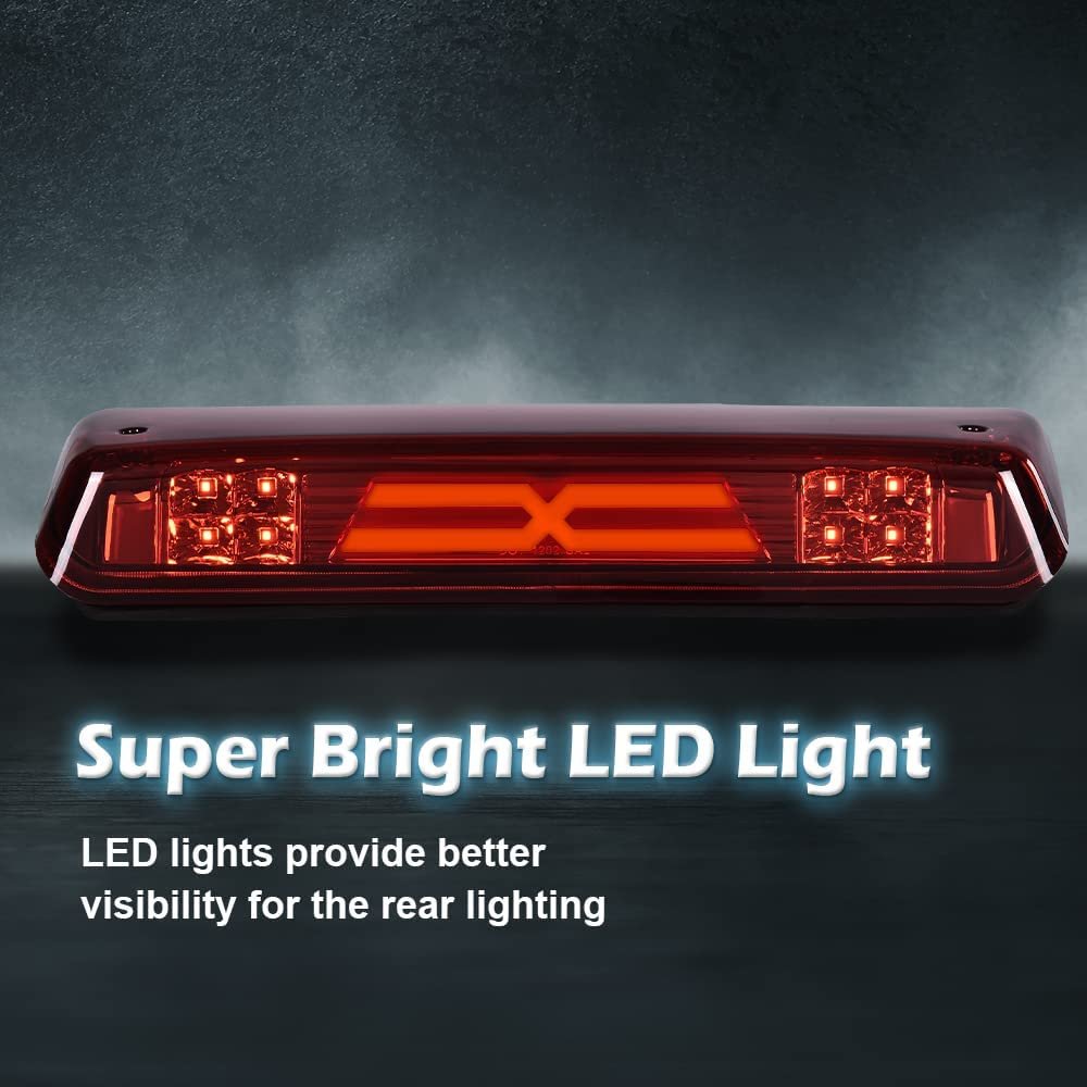 Led 3rd Brake Light For Ford F150 2004-2008 X Type Bar High Mount Stop Rear Tail Cargo Lamps Red Lens Black Housing