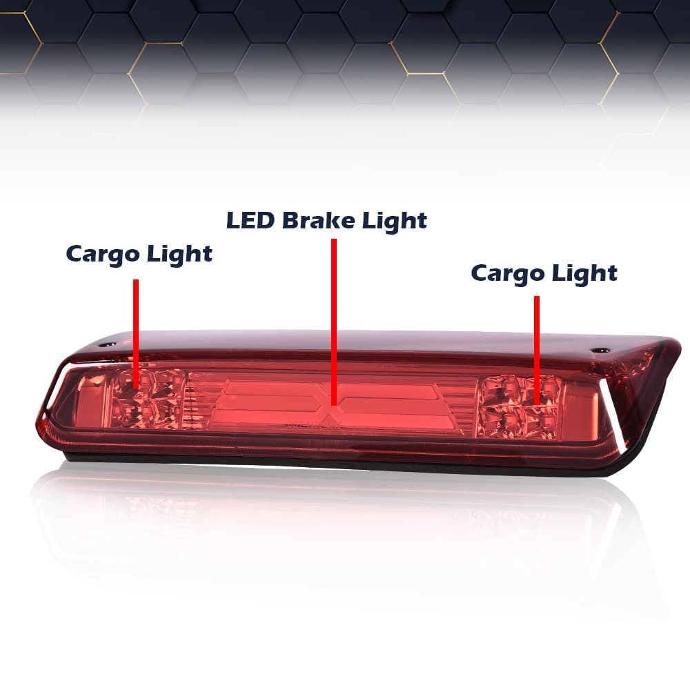 Led 3rd Brake Light For Ford F150 2004-2008 X Type Bar High Mount Stop Rear Tail Cargo Lamps Red Lens Black Housing