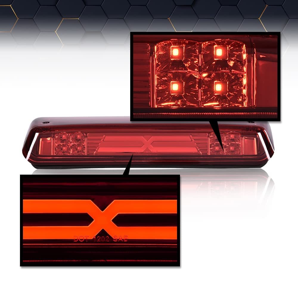 Led 3rd Brake Light For Ford F150 2004-2008 X Type Bar High Mount Stop Rear Tail Cargo Lamps Red Lens Black Housing
