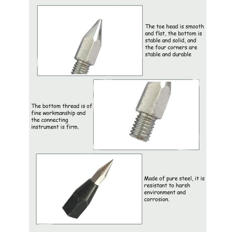 Acxico 1pcs Lightweight Prism Pole Sharp Point Replaceable Tip M8 Internal Thread Gps
