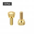 Uxcell 5pcs Knurled Thumb Screws M5x12mm Brass Shoulder Bolts Stepped Grip Knobs Fasteners For Pc Electronic Mechanical