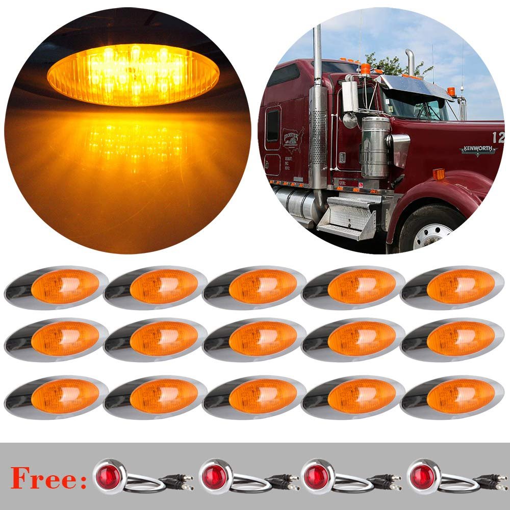 16 Led Side Marker Light Kit 15 Amber And 4 Red Lamps For Truck Trailer Boat Van Pickup Waterproof Turn Signal Stop Tail Lights