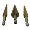 Wgl 3pcs Set High Speed Steel Cobalt Titanium Step Drill Bit Multiple Hole 