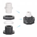 Uxcell Pvc Bulkhead Tank Adapter With Thread Pipe Fitting G1 2 For Rain Buckets Water Tanks 1 Set