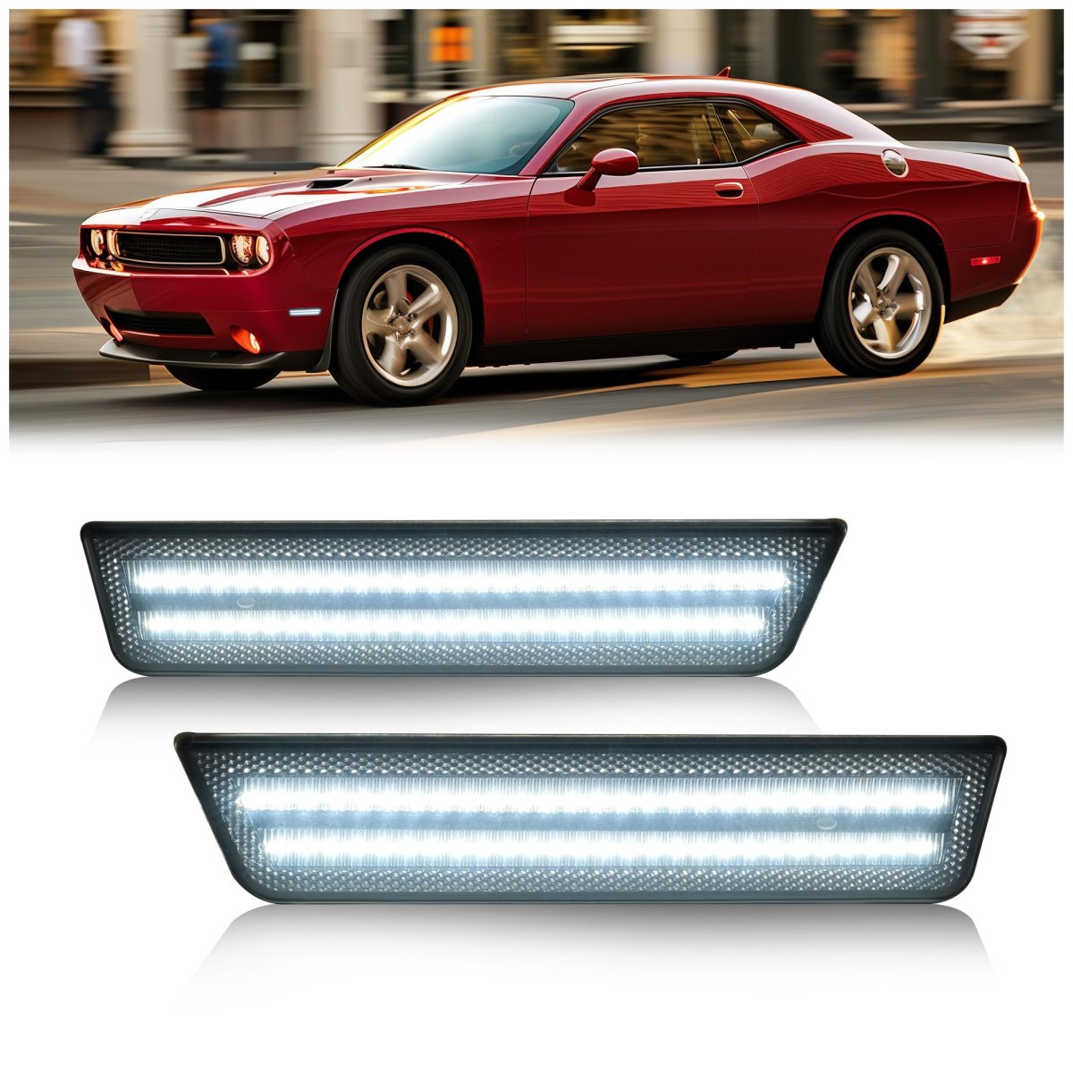 White Led Smoke Lens Side Marker Lights For 2008 2014 Dodge Challenger And 2011 Charger Front Bumper Fender Parking Lamps
