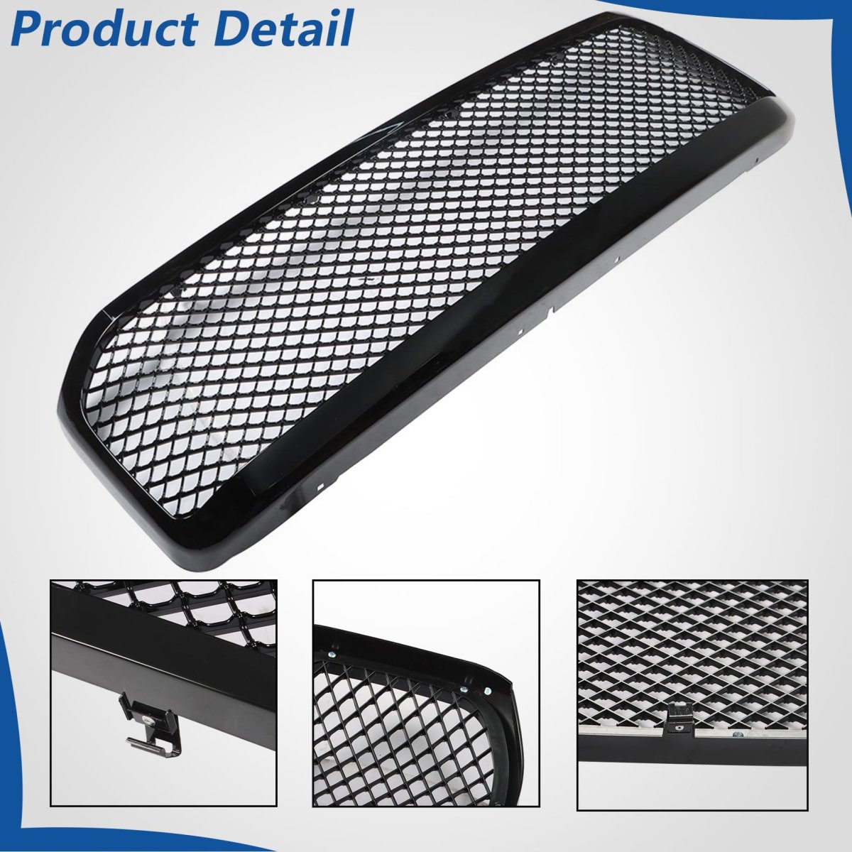 Glossy Black Front Bumper Grille Upper Mesh Replacement For F250 F350 Excursion 1999-2004 1c3z8200baa