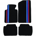 Floor Mats For Bmw E46 3-series 1999-2005 M3 Coupe 2001-2006 Premium Quality Front Rear Factory Mat M Color Stripe By Ikon 