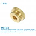Uxcell Knurled Thumb Nuts 3pcs M8 X D20mm H12mm Brass High Head Blind Hole With Collar Round Knobs Fasteners For 3d Printer