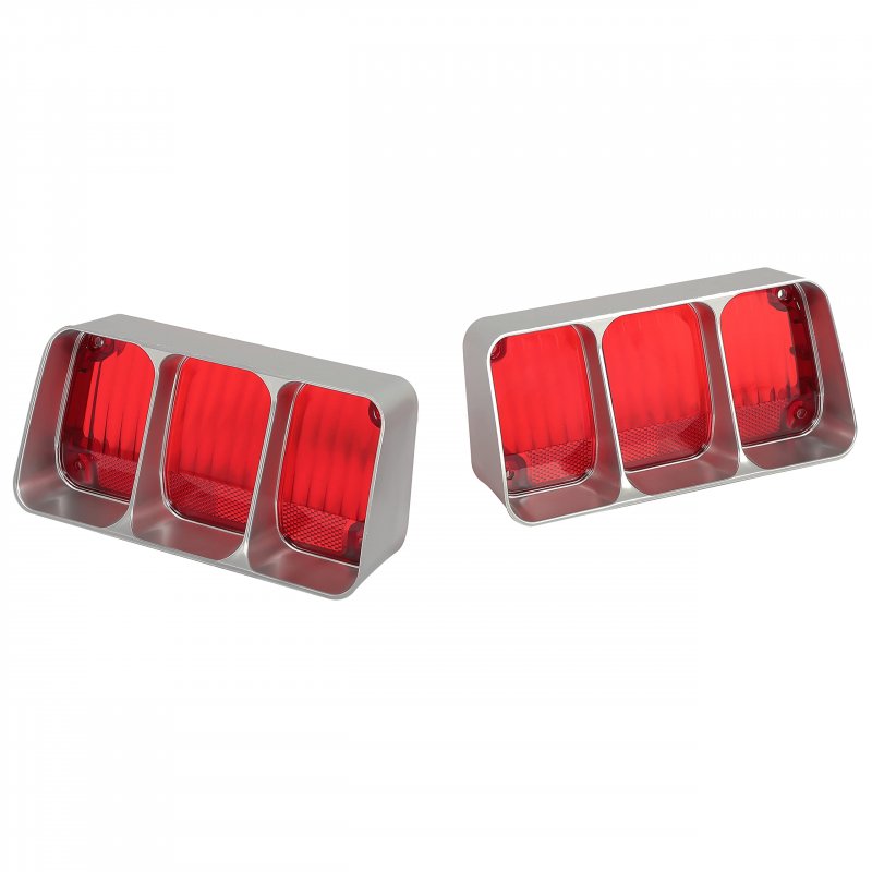 Lower Tail Light Assembly For 1972 Oldsmobile Cutlass 442 Supreme Red Lens And Silver Housing Lh Rh 2pcs Without Bulbs