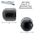 Rv 1 2 In Manifold Cap With Tough Rubber Seal Black Hard Plastic Plumbing Caps For Boat And Home 8 Pack Rp-1828-8