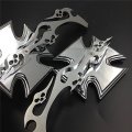 Smt-maltese Cross Emblem Flame Style Chromed Billet Custom Running Acrylic Mirrors Universal Compatible With All Kawasaki