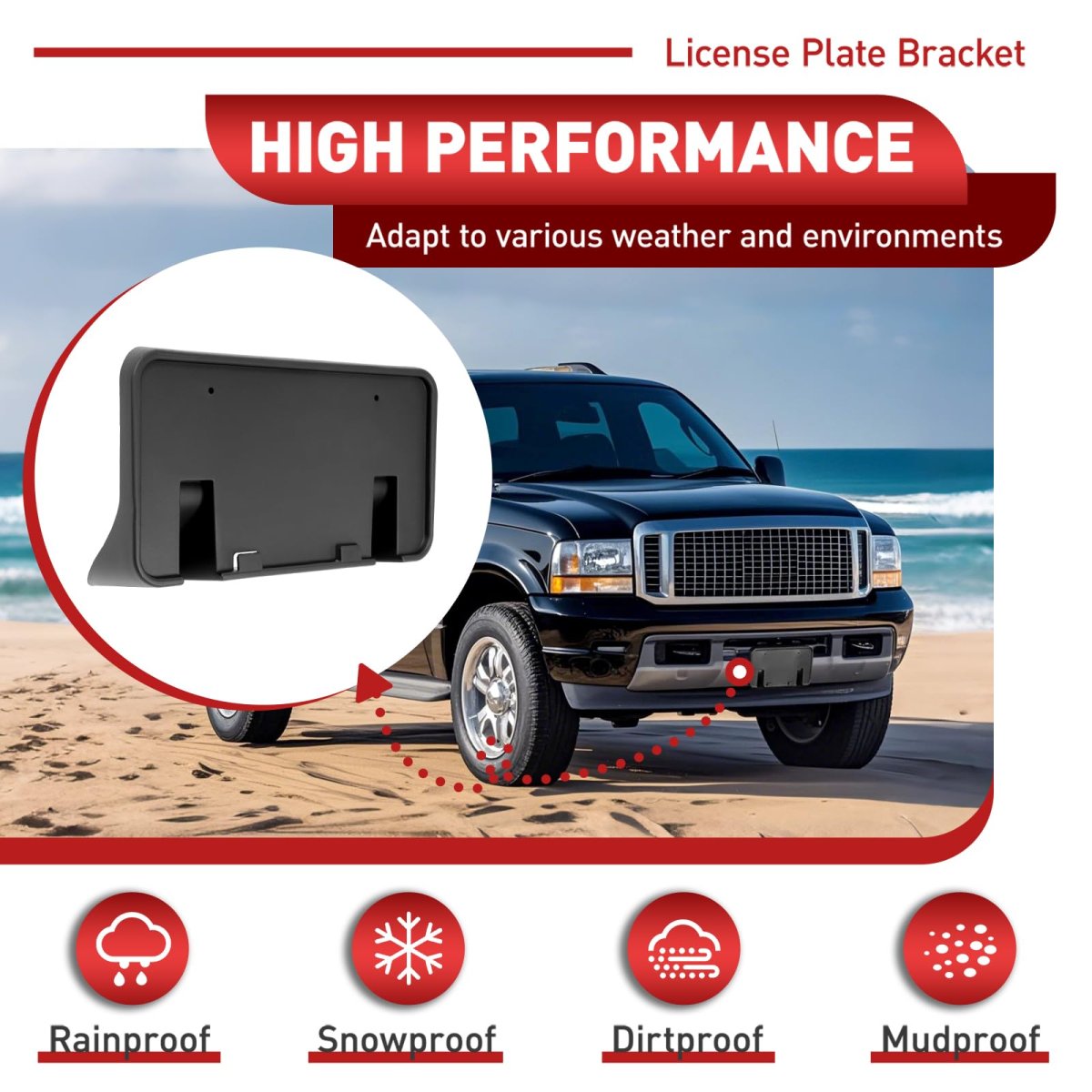 Front License Plate Bracket For 1999-2004d F-250 F-350 F-450 F-550 Super Duty And 2000-2004 Excursion Replacement For