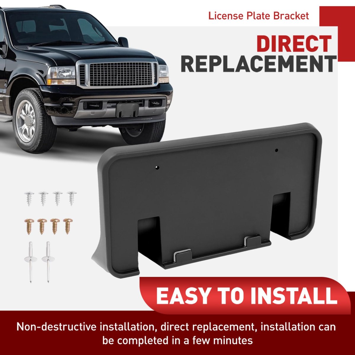 Front License Plate Bracket For 1999-2004d F-250 F-350 F-450 F-550 Super Duty And 2000-2004 Excursion Replacement For
