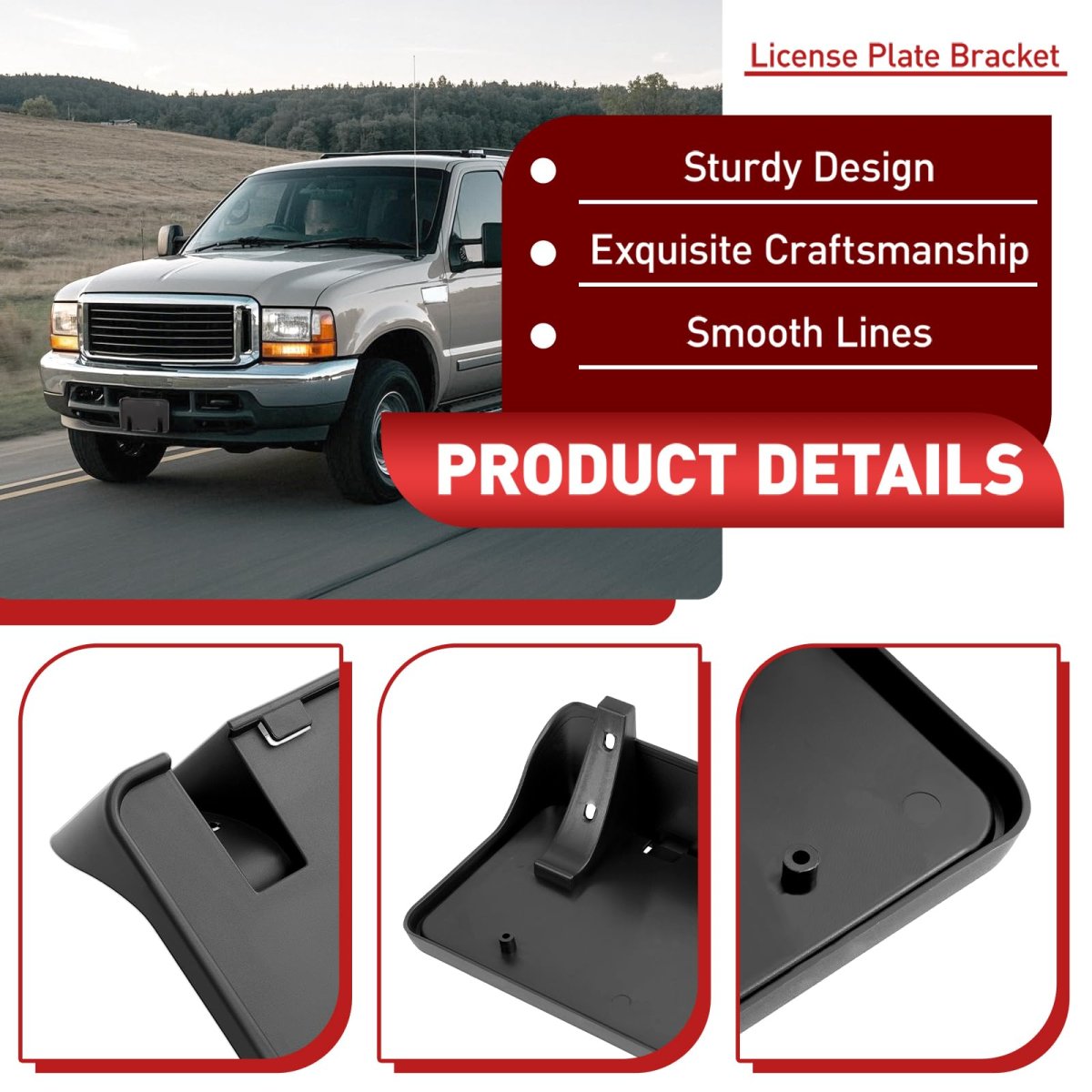 Front License Plate Bracket For 1999-2004d F-250 F-350 F-450 F-550 Super Duty And 2000-2004 Excursion Replacement For