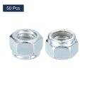 50pcs 7 16 -14 Nylon Insert Hex Lock Nuts Carbon Steel Stop Self-locking Nut For Industrial Construction Fasteners Color Zinc