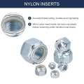 50pcs 7 16 -14 Nylon Insert Hex Lock Nuts Carbon Steel Stop Self-locking Nut For Industrial Construction Fasteners Color Zinc