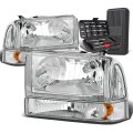Auto Dynasty Chrome Amber Side Headlight Corner Lamps Tool Kit Compatible With Ford F-250 F-350 F-450 F-550 Super Duty 99-04