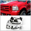 Auto Dynasty Chrome Amber Side Headlight Corner Lamps Tool Kit Compatible With Ford F-250 F-350 F-450 F-550 Super Duty 99-04