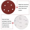 Hifrom 120pcs 5 Inch Sanding Discs 6-hole Dustless Hook-and-loop 60 80 100 120 180 240 Grit Sandpaper Assortment For Random