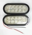 Set Of 2 White Clear 6 Oval 10 Led Trailer Reverse Backup Light W Grommet And Plugs 24027 