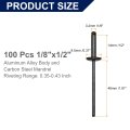 100pcs 1 8 X1 2 Aluminum Blind Rivets Grip And Steel Mandrel Large Flange Fastener For Metal Furniture Automotive Black