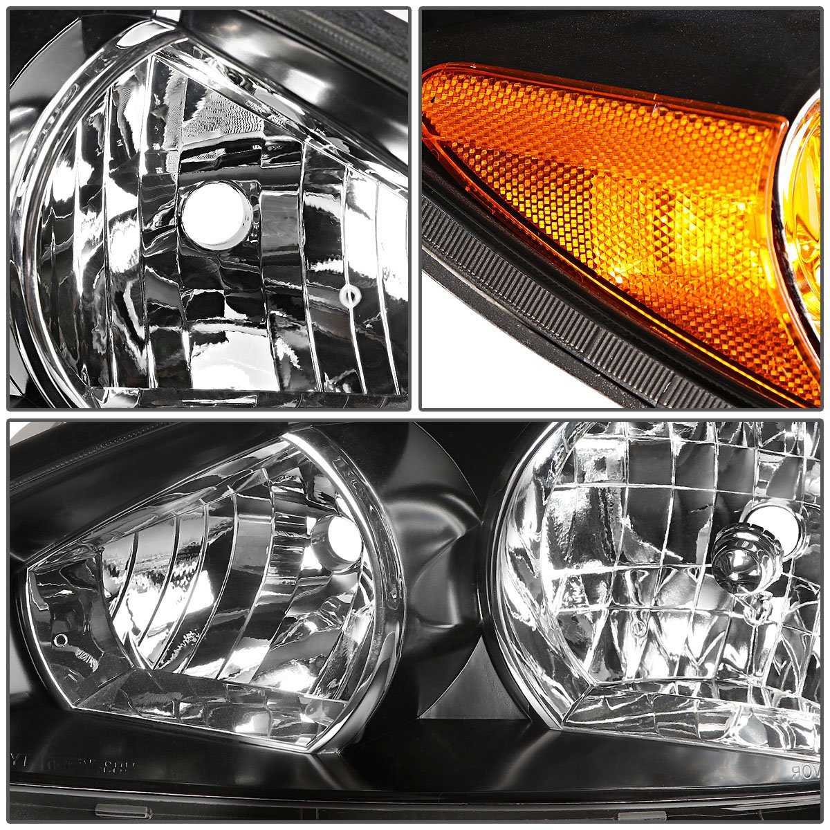 Auto Dynasty Black Housing Amber Corner Headlight Head Lamps Tool Kit For Camry 02-04