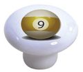 Set Of 2 Billiards 9 Pool Ball Ceramic Cabinet Drawer Knobs 