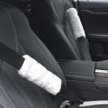 Autoxbert 3pcs Furry Fluffy Car Steering Wheel Cover Protector Women Girl Seat Belt Shoulder Pads Cow Print Pattern Winter Warm