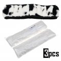 Autoxbert 3pcs Furry Fluffy Car Steering Wheel Cover Protector Women Girl Seat Belt Shoulder Pads Cow Print Pattern Winter Warm
