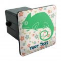 Personalized Custom 1 Line Chameleon With Flowers Tow Trailer Hitch Cover Plug Insert