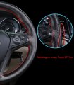 Genuine Leather Car Steering Wheel Cover Anti-slip And Breathable Cowhide Hand Stitch On Wrap Full Hole Black With Red Thread S