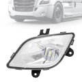 Hecasa Front Left Full Led Fog Light For 2018-2024 Freightliner Cascadia Bumper Lamp Drl Clear Lens Chrome Housing Driver Side 
