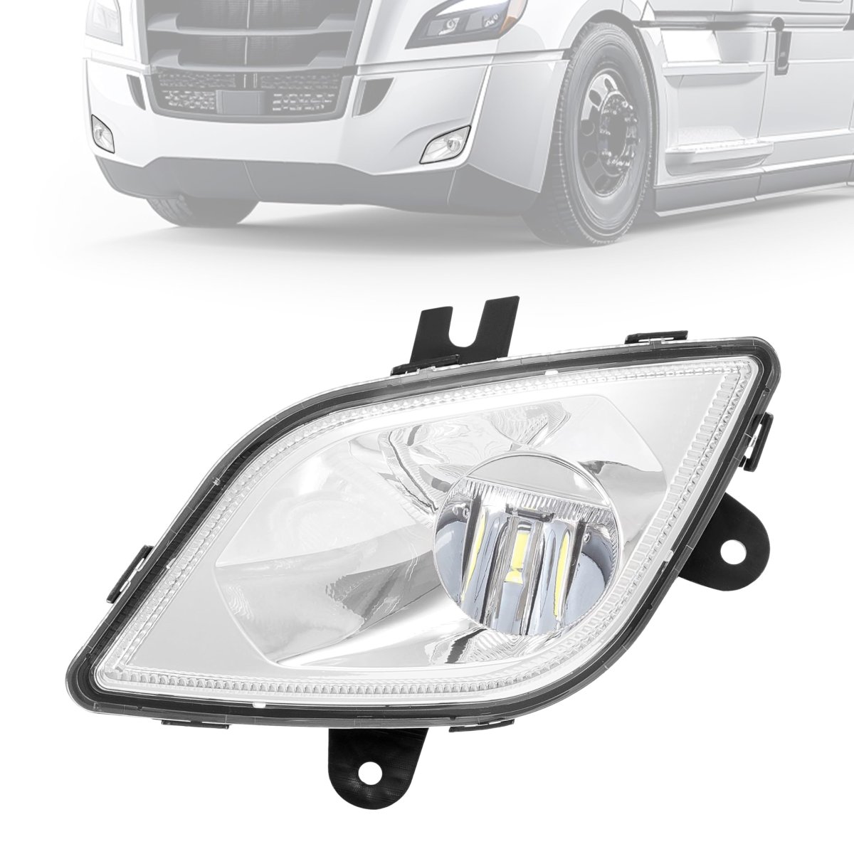 Front Left Full Led Fog Light For 2018 2024 Freightliner Cascadia Driver Side Clear Lens Chrome Housing Replacement A6603653002