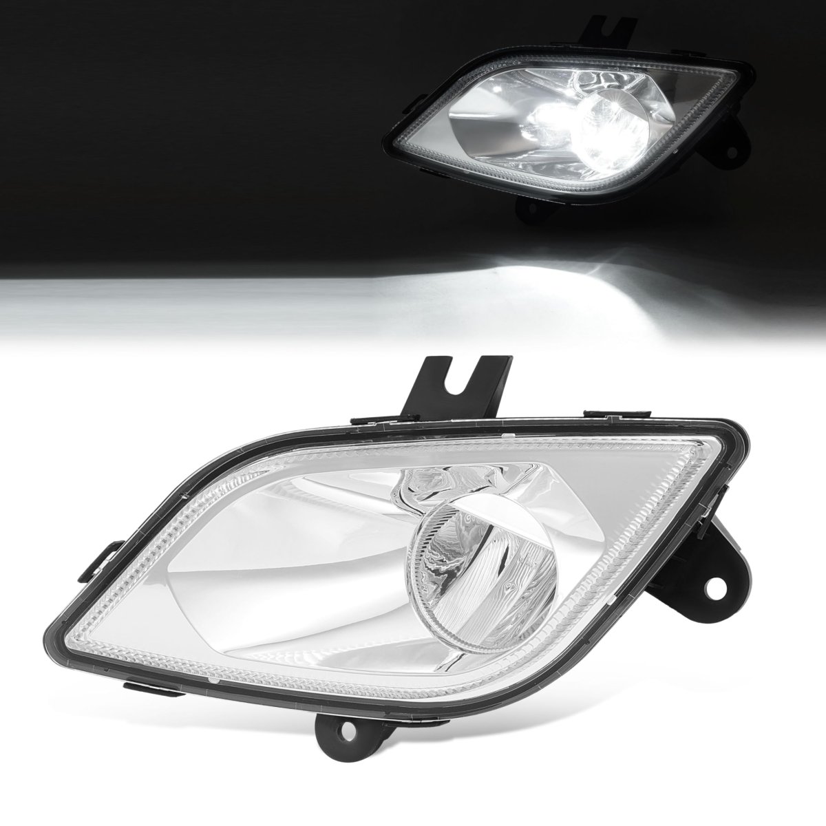 Front Left Full Led Fog Light For 2018 2024 Freightliner Cascadia Driver Side Clear Lens Chrome Housing Replacement A6603653002