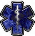 Reflective Star Of Life Emergency Response Ems Emt Paramedic Decal In Blue Inferno Flames 