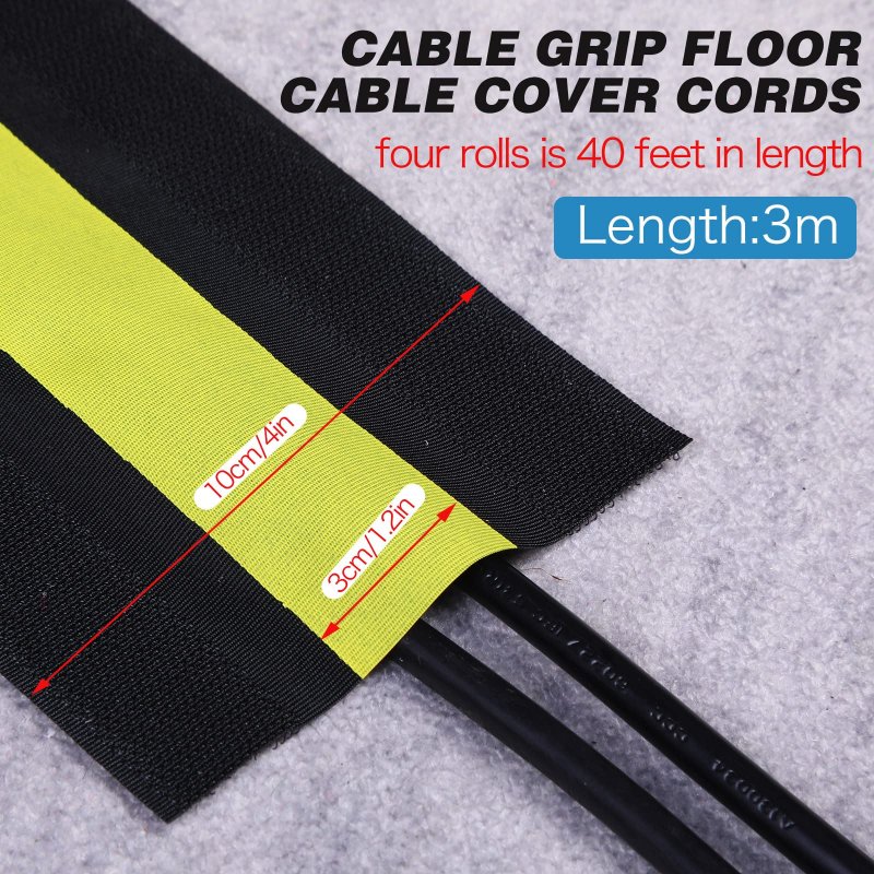 Cable Grip Floor Cover Cords Protector Management Only For Commercial Office Carpet Black And Yellow 39 37 Ft