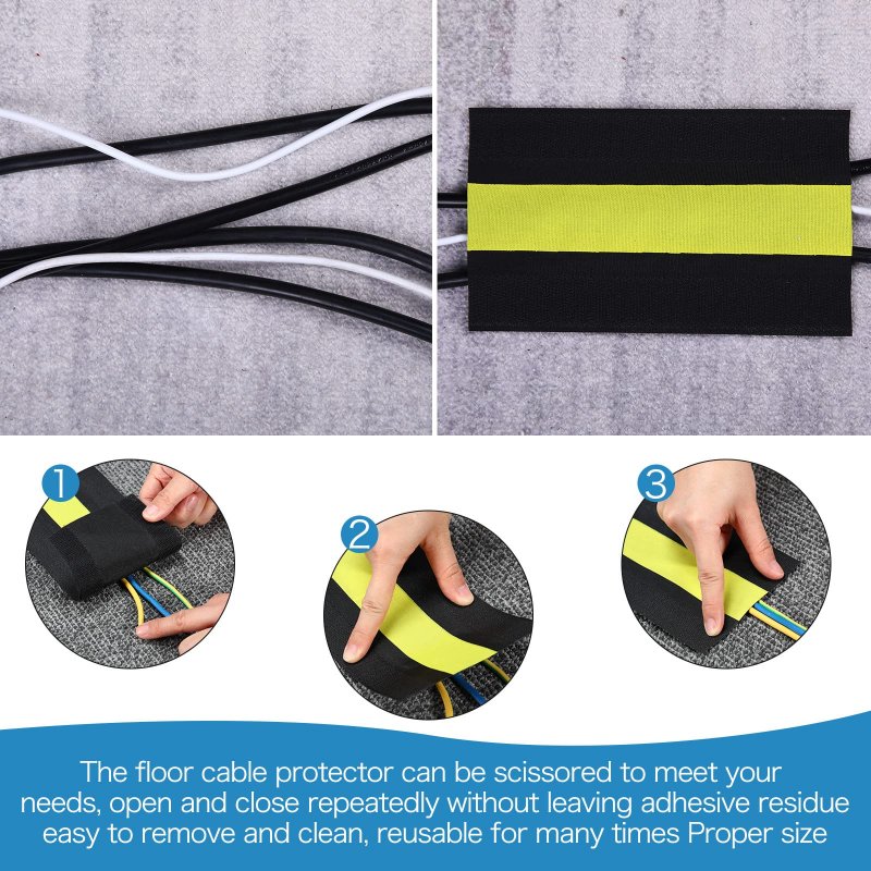 Cable Grip Floor Cover Cords Protector Management Only For Commercial Office Carpet Black And Yellow 39 37 Ft