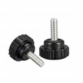 Uxcell M5 X 16mm Metric Male Thread Knurled Clamping Knobs Grip Thumb Screw On Type Plastic Threaded Hand Bolt Black 6 Pcs