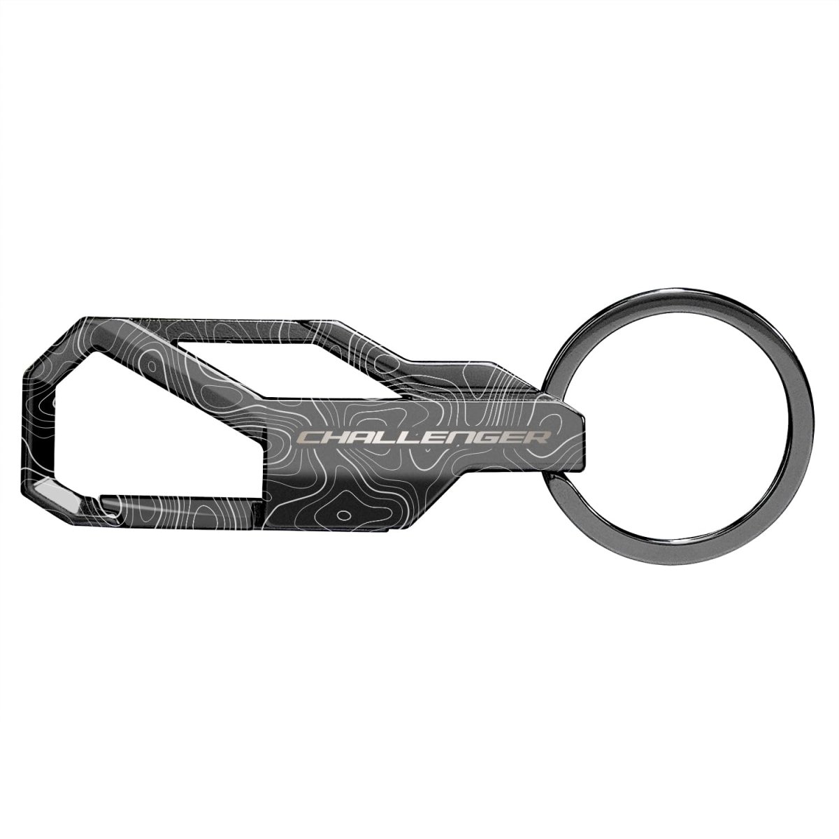 Dodge Challenger Laser Etched Topographic Black Carabiner Style Snap Hook Metal Key Chain Official Licensed 3 75 In X 1