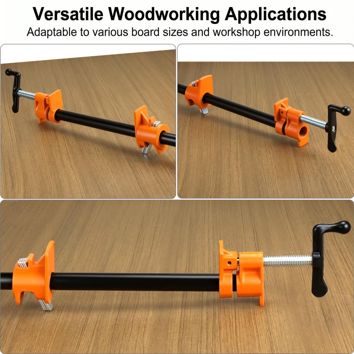3 4 Inch Pipe Clamps For Woodworking 2 Pack Heavy Duty Cast Iron Fixture Wood Gluing Adjustable Jaw Clamp Tools Carpenter And