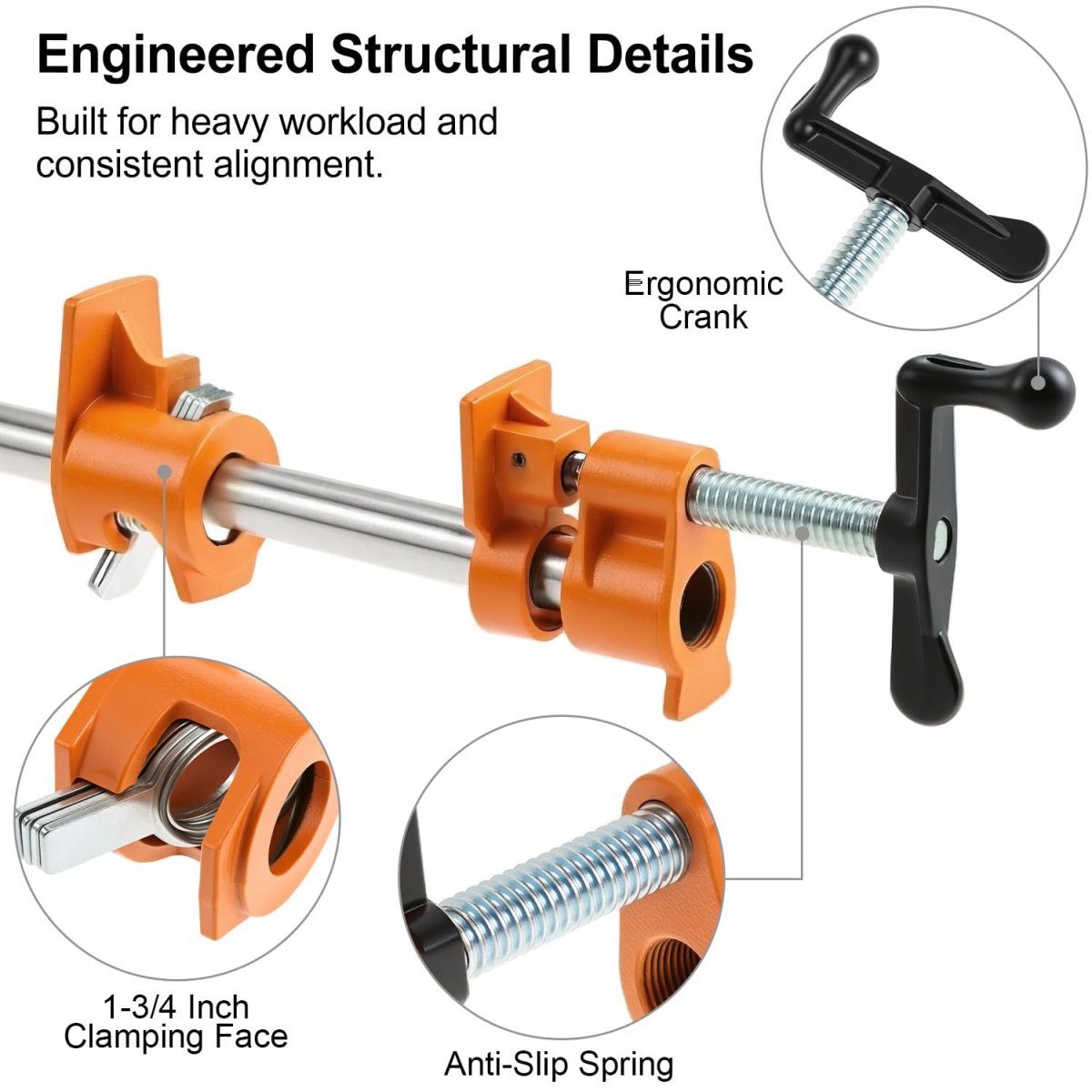 3 4 Inch Pipe Clamps For Woodworking 2 Pack Heavy Duty Cast Iron Fixture Wood Gluing Adjustable Jaw Clamp Tools Carpenter And
