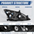 Auto Dynasty Factory Style Headlights Assembly Replacement For Honda Accord 03-07 Driver And Passenger Side Black Housing Clear