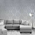 Wallpaper Flocking Gray Silver Metallic Flocked Damask Velvet Wall Coverings 3d 
