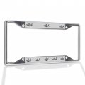 Fastasticdeals Metal Insert License Plate Frame Mean Shark Weatherproof Car Accessories Chrome 4 Holes Solid 