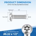 25pcs 8-32 X 1 2 Torx Security Machine Screws 304 Stainless Steel Button Head Bolt Tamper Resistant For Anti-theft Proof Silver