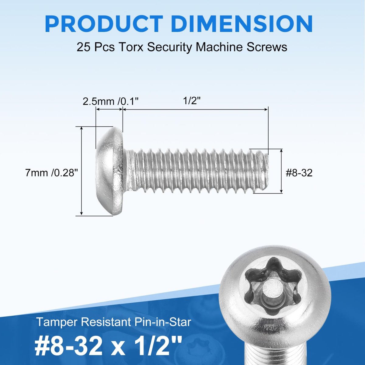 25pcs 8-32 X 1 2 Torx Security Machine Screws 304 Stainless Steel Button Head Bolt Tamper Resistant For Anti-theft Proof Silver